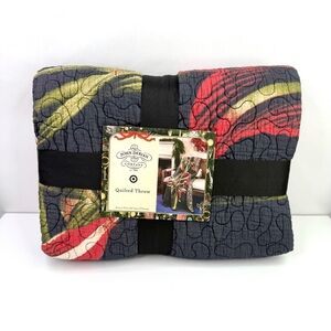 John Derian Red Black Reversible Amaryllis Flower Limited Edition Throw Quilt